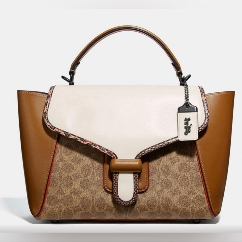 Elegant Brown and Cream Designer Handbag